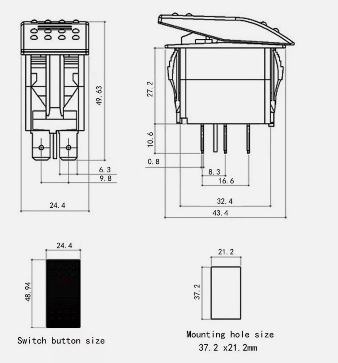 NEW 6-Pin Rocker Switch DPDT ON-OFF-(ON) 0D4767 For Generac Generator